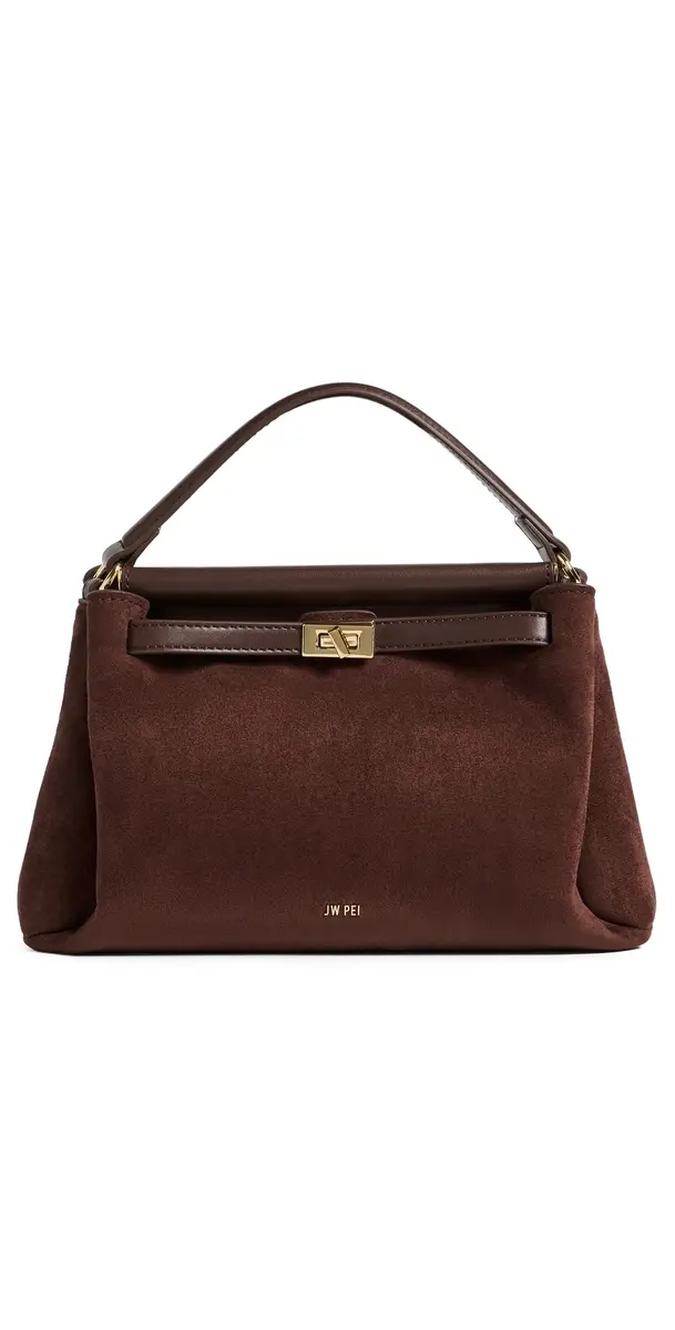 JW PEI Carmen Faux Suede Top Handle Bag Dark Brown One Size | Image 1 JW PEI Carmen Faux Suede Top Handle Bag Dark Brown One Size | Image 1