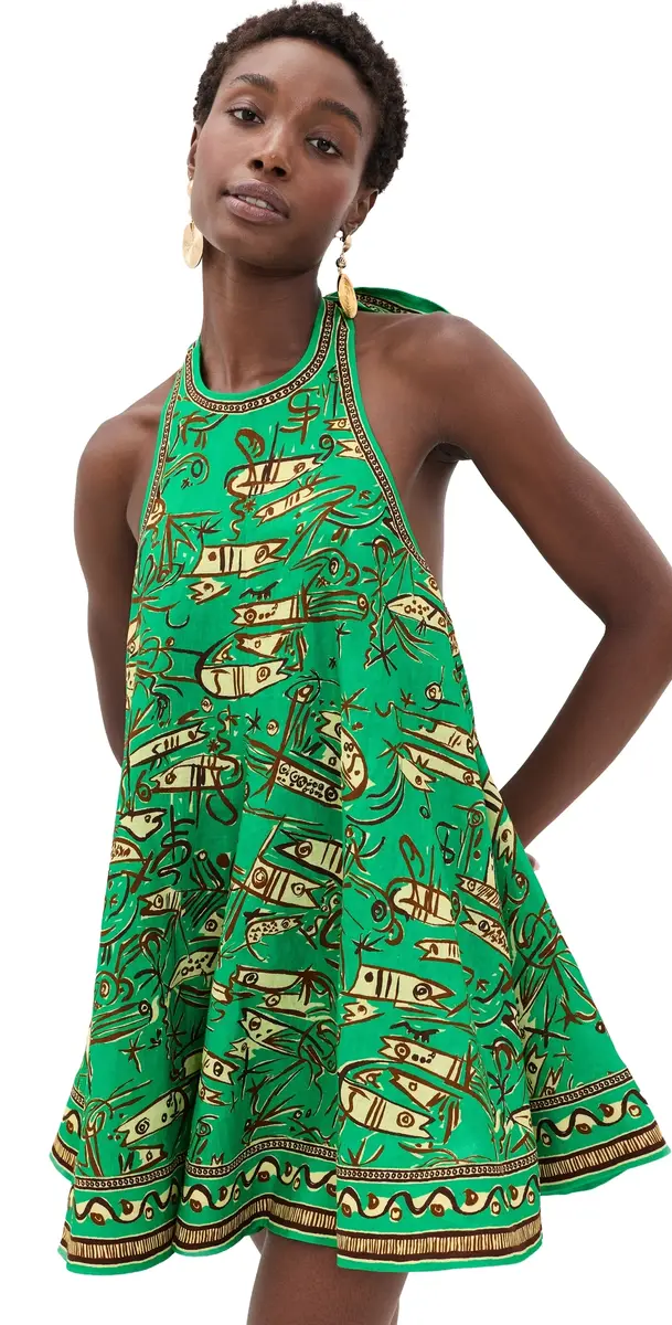 ALÉMAIS Fish Sticks Mini Dress Green | Image 1 ALÉMAIS Fish Sticks Mini Dress Green | Image 1