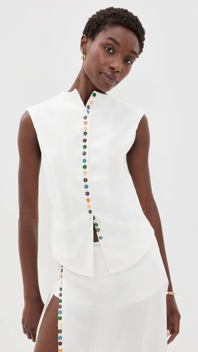 Yellow The Label Quinn Linen Top | Thumbnail 2