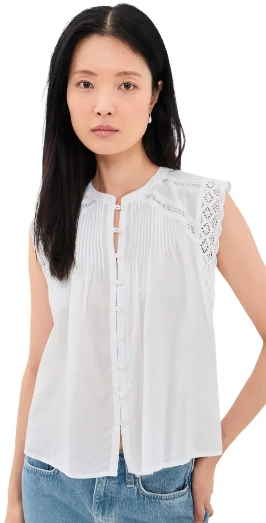 Madewell ace-Trim Sleeveless Top True White | Image 1 Madewell ace-Trim Sleeveless Top True White | Image 1