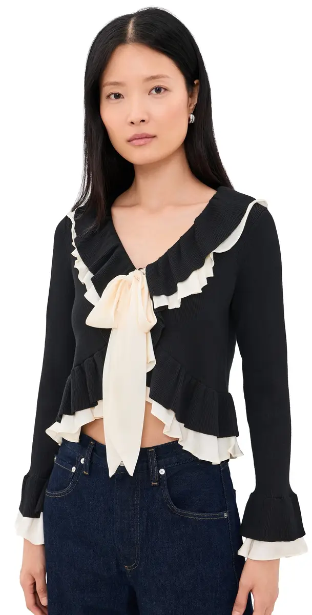 Cinq à Sept Melinda Cardigan Black/Gardenia | Image 1 Cinq à Sept Melinda Cardigan Black/Gardenia | Image 1