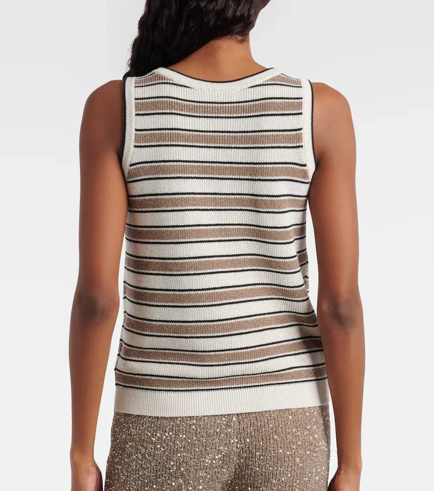 Brunello Cucinelli Striped cotton-blend top | Thumbnail 3 Brunello Cucinelli Striped cotton-blend top | Thumbnail 3