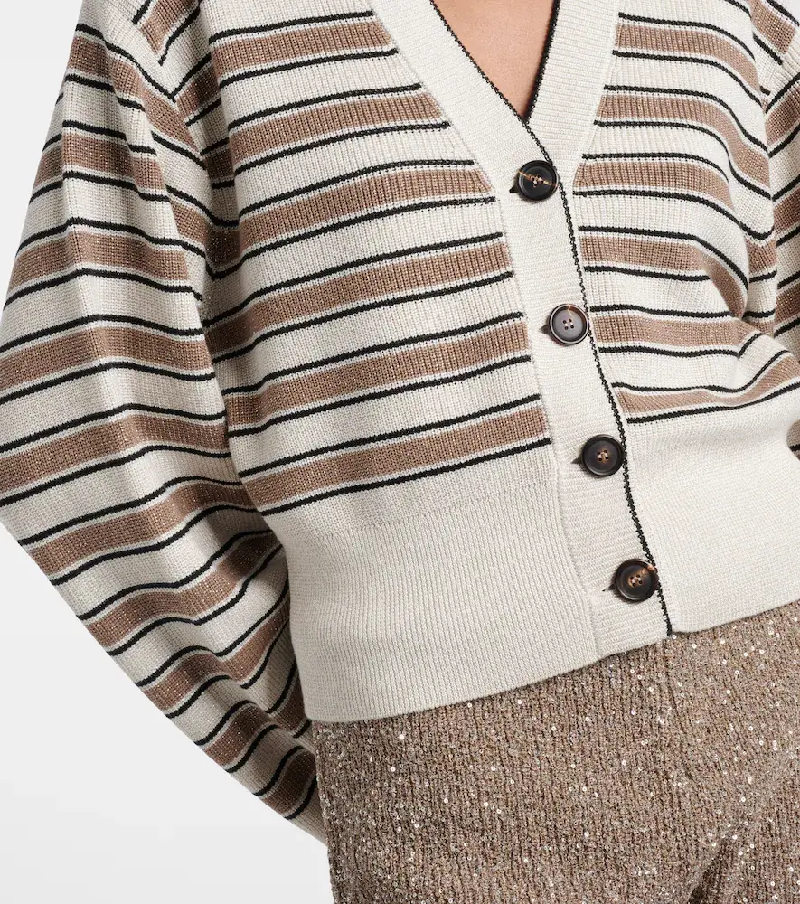 Brunello Cucinelli Striped cotton-blend cardigan | Thumbnail 4 Brunello Cucinelli Striped cotton-blend cardigan | Thumbnail 4