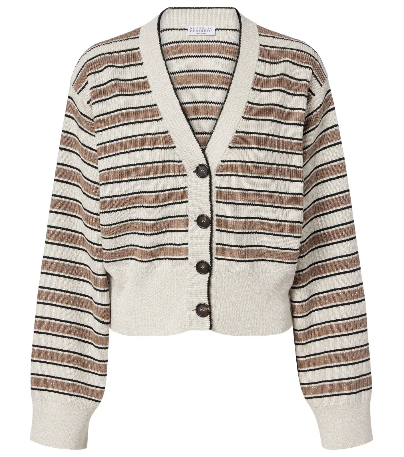 Brunello Cucinelli Striped cotton-blend cardigan