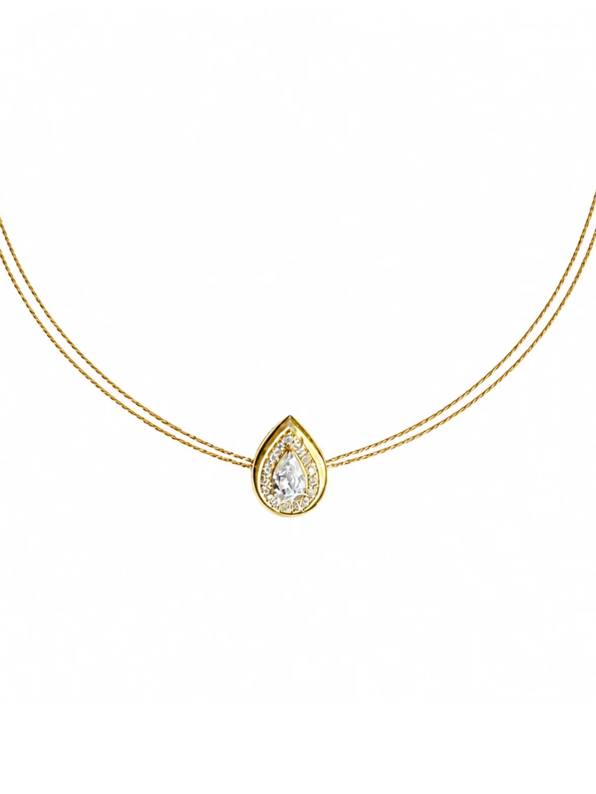0.36ct Diamond 14K Gold Pendant Pear Necklace