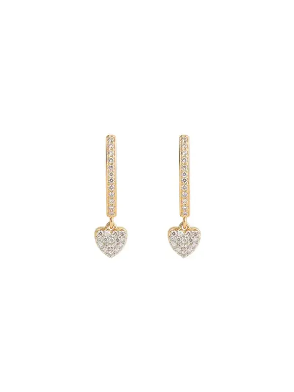 0.50ct Diamonds 14K Gold Heart Drop Hoop Earrings