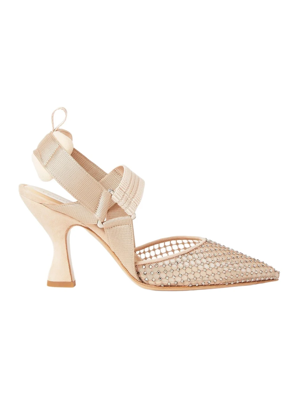 Fendi Colibrì Mesh and Suede High-Heeled Slingbacks