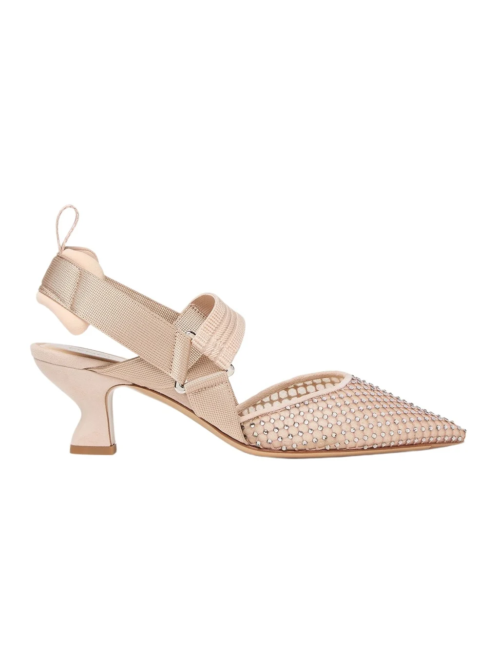 Fendi Colibrì Mesh and Suede Medium-Heeled Slingbacks