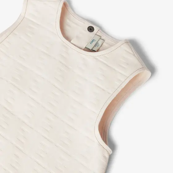 Fendi Junior White Denim-Effect Dress with Logo | Thumbnail 3