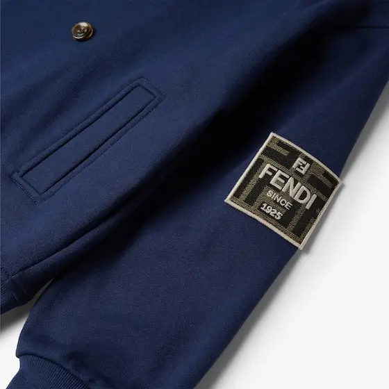 Fendi Double-Breasted Jersey Fleece Jacket with Logo Patch | Thumbnail 3