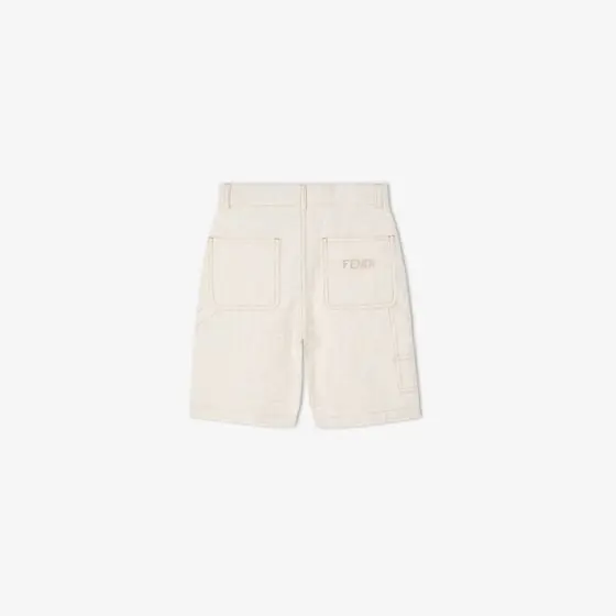 Fendi White denim-effect junior Bermudas with tone-on-tone | Thumbnail 2
