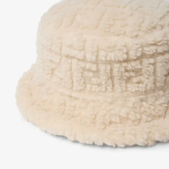 Fendi Junior Teddy-Effect Wool Fabric Hat with Logo | Thumbnail 2