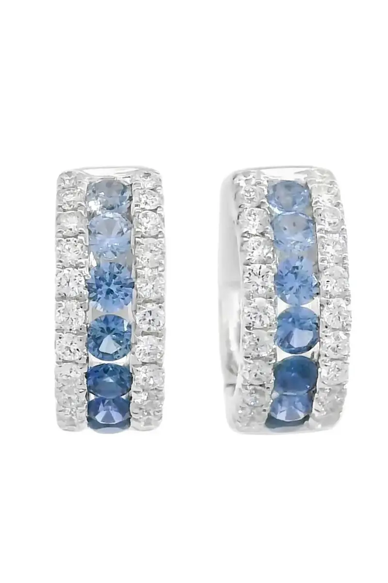 LISA NIK Blue Sapphire Diamond Colors Collection Hoop Earrings | Image 1 LISA NIK Blue Sapphire Diamond Colors Collection Hoop Earrings | Image 1