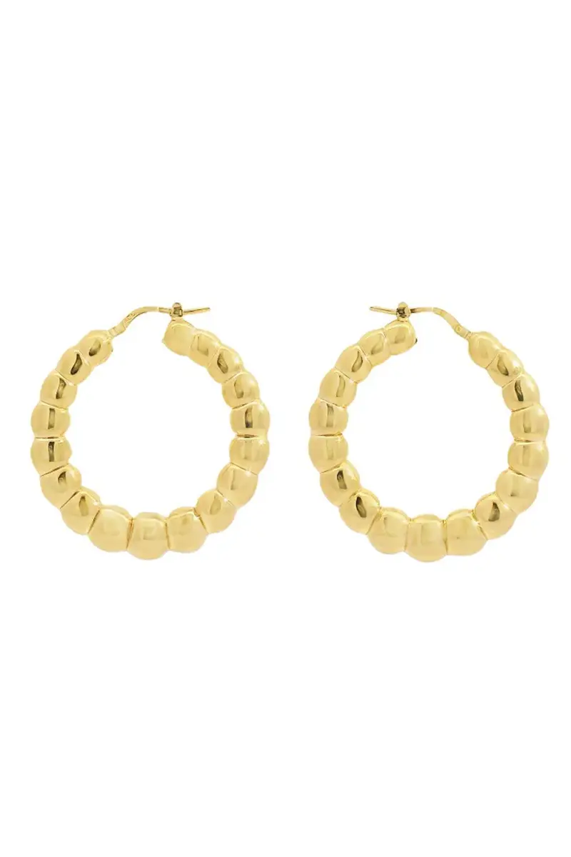 LISA NIK Golden Dreams Collection Beaded Round Hoop Earrings | Image 1 LISA NIK Golden Dreams Collection Beaded Round Hoop Earrings | Image 1