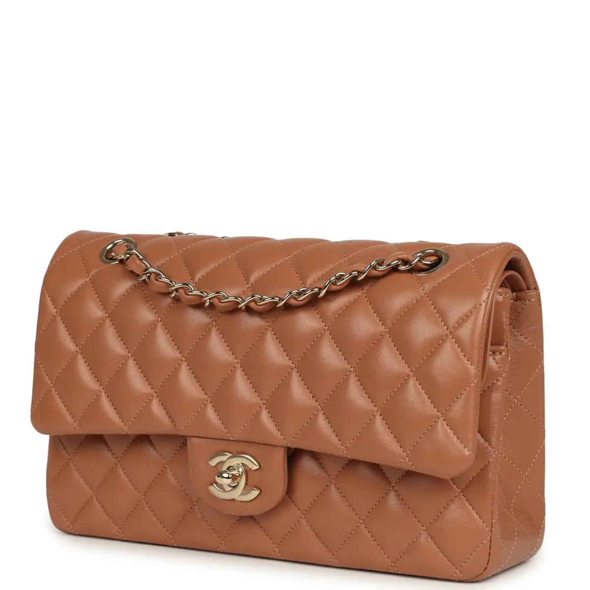 Chanel Chanel Medium Classic Double Flap Bag Caramel Lambskin Light Gold Hardware | Thumbnail 5 Chanel Chanel Medium Classic Double Flap Bag Caramel Lambskin Light Gold Hardware | Thumbnail 5