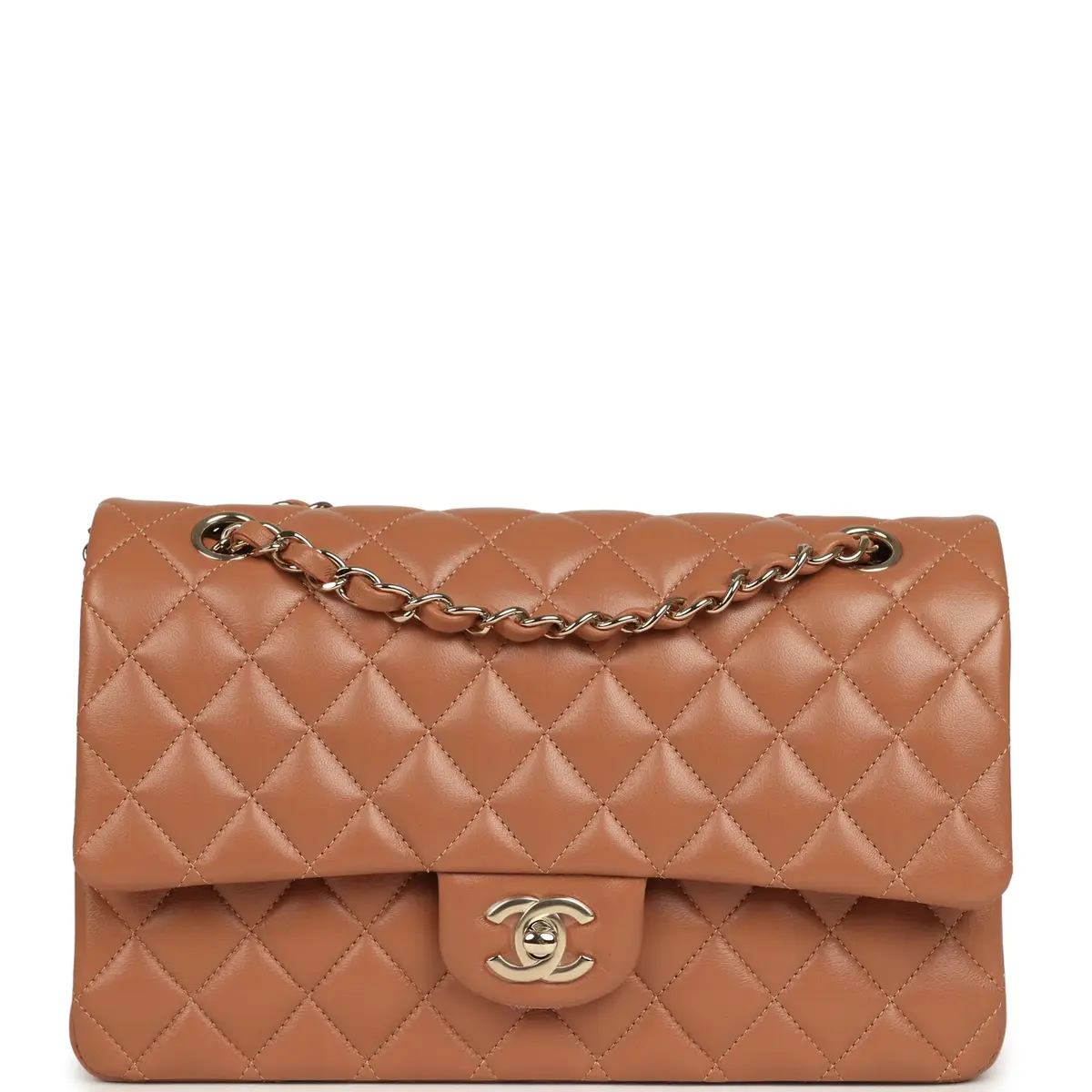 Chanel Chanel Medium Classic Double Flap Bag Caramel Lambskin Light Gold Hardware | Image 1 Chanel Chanel Medium Classic Double Flap Bag Caramel Lambskin Light Gold Hardware | Image 1