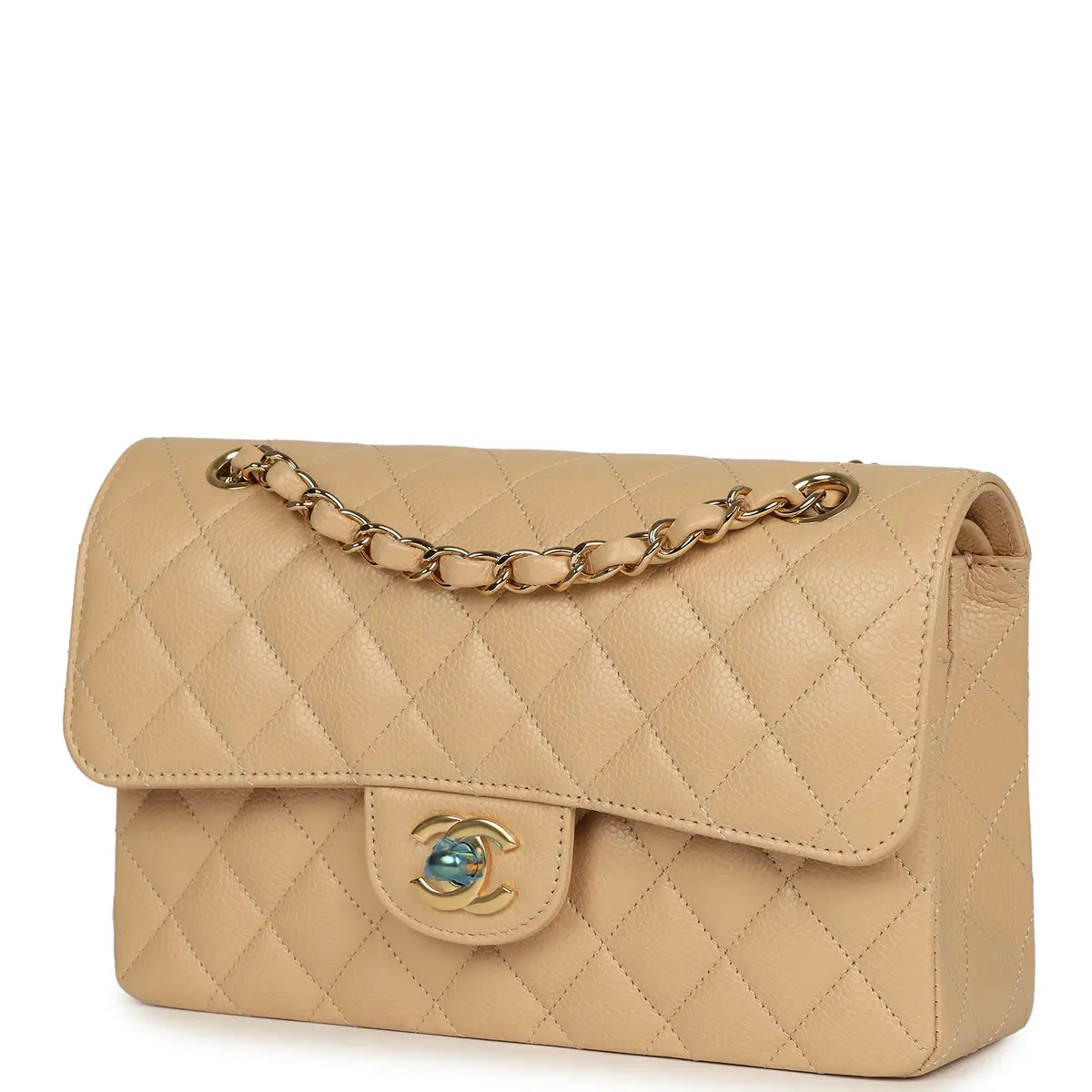 Chanel Chanel Small Classic Double Flap Bag Beige Caviar Light Gold Hardware | Thumbnail 5 Chanel Chanel Small Classic Double Flap Bag Beige Caviar Light Gold Hardware | Thumbnail 5