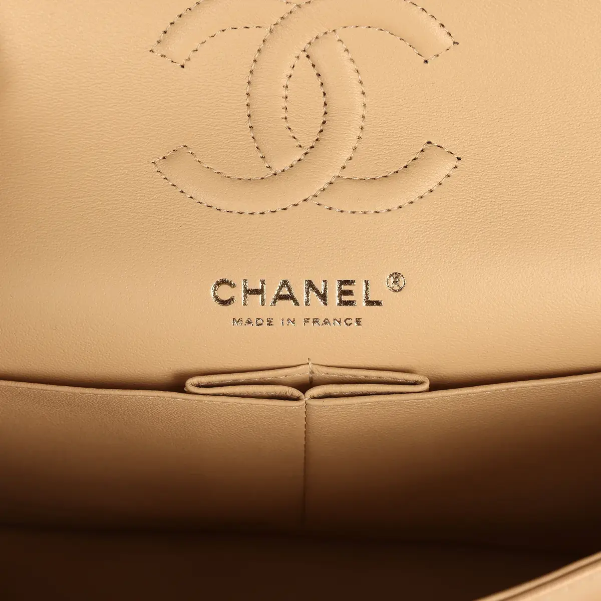 Chanel Chanel Small Classic Double Flap Bag Beige Caviar Light Gold Hardware | Thumbnail 8 Chanel Chanel Small Classic Double Flap Bag Beige Caviar Light Gold Hardware | Thumbnail 8