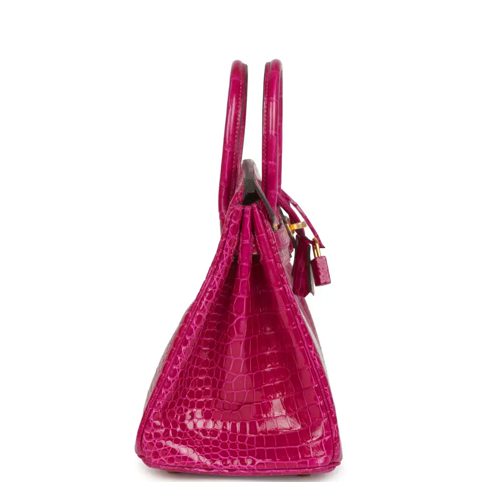 HERMÈS Hermes Birkin 25 Rose Sheherazade Shiny Porosus Crocodile Gold Hardware | Thumbnail 3 HERMÈS Hermes Birkin 25 Rose Sheherazade Shiny Porosus Crocodile Gold Hardware | Thumbnail 3