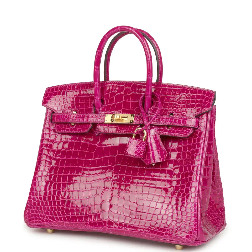 HERMÈS Hermes Birkin 25 Rose Sheherazade Shiny Porosus Crocodile Gold Hardware | Thumbnail 5 HERMÈS Hermes Birkin 25 Rose Sheherazade Shiny Porosus Crocodile Gold Hardware | Thumbnail 5