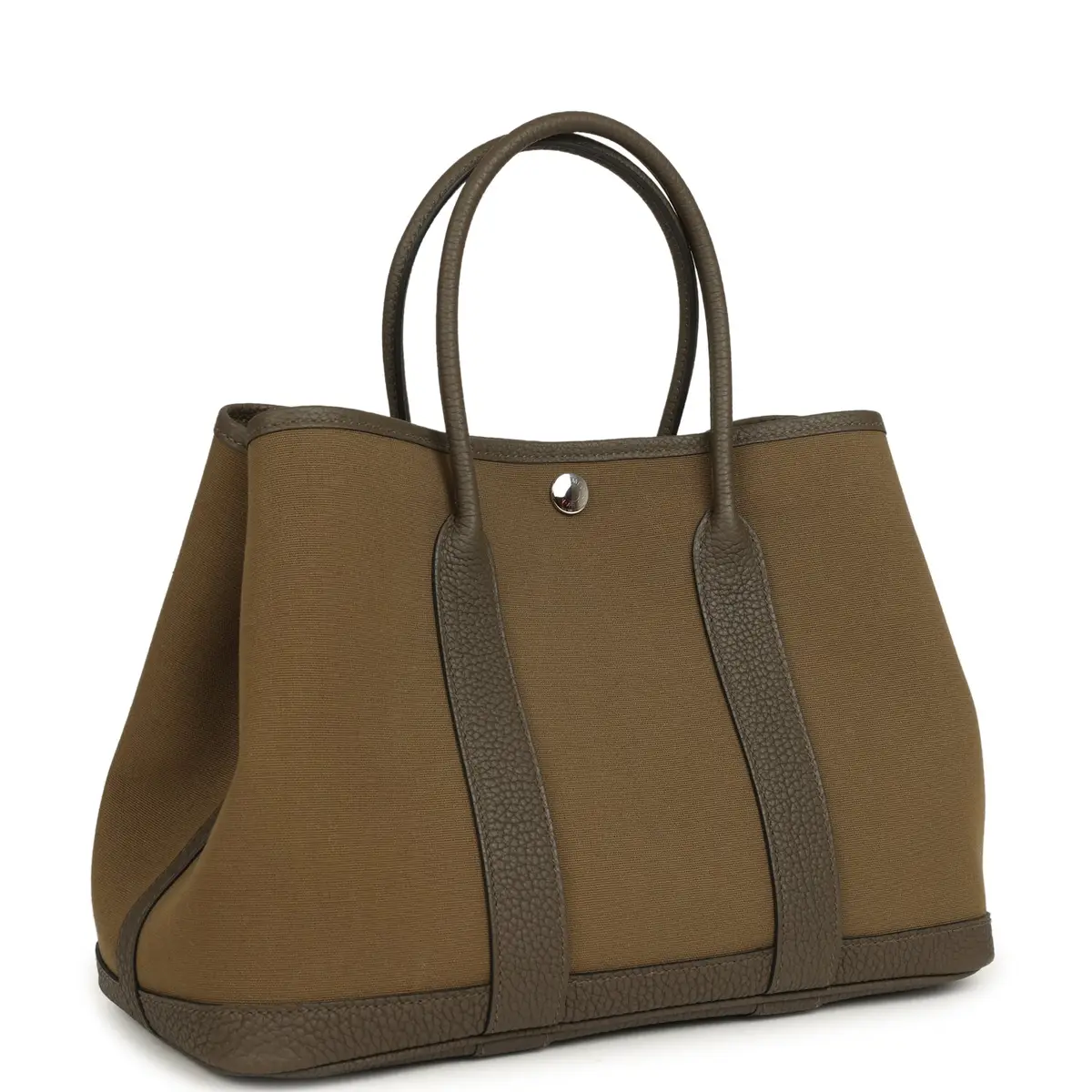 HERMÈS Hermes Garden Party 30 Vert Olive Toile Officier Canvas, Vert Loden Negonda Palladium Hardware | Thumbnail 2