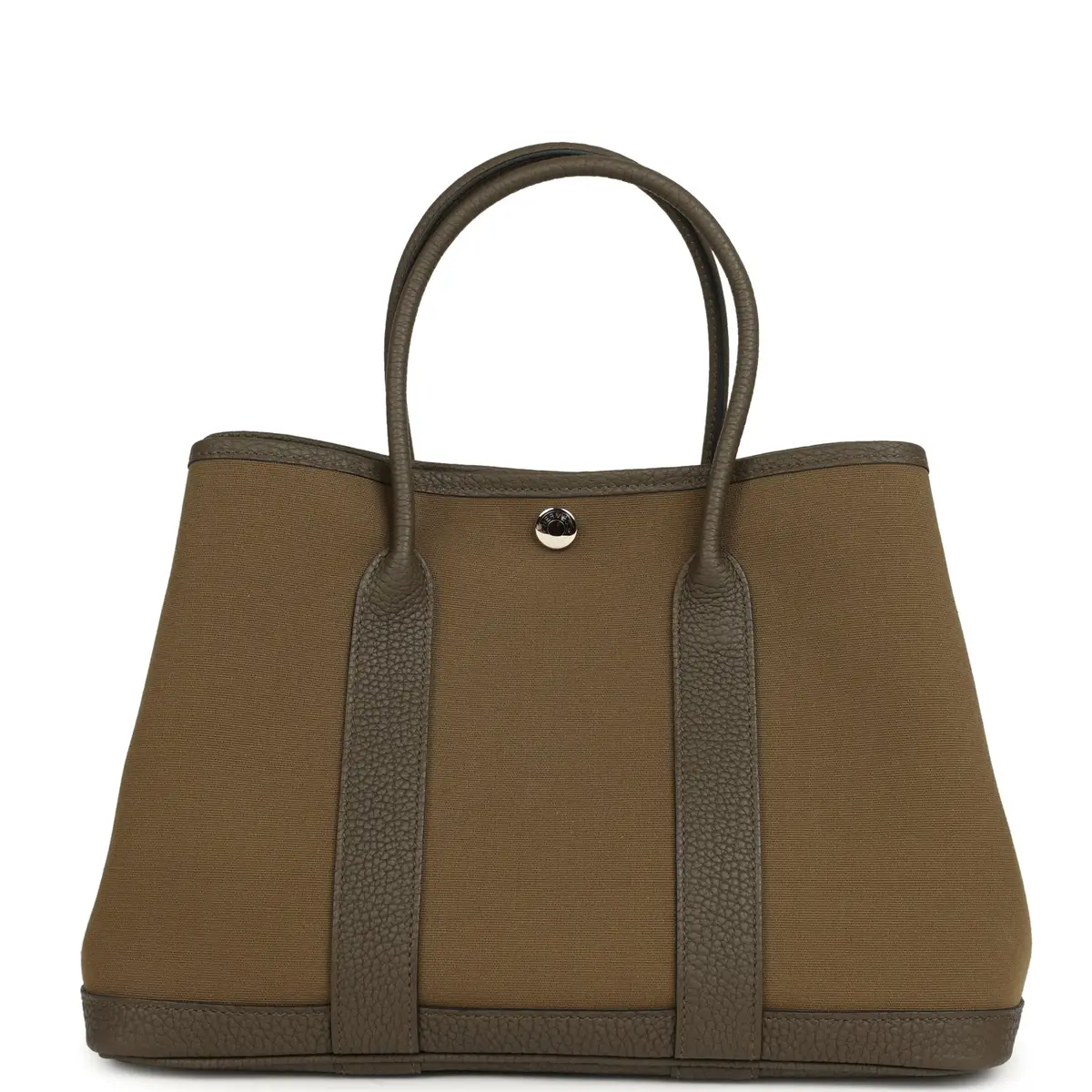 HERMÈS Hermes Garden Party 30 Vert Olive Toile Officier Canvas, Vert Loden Negonda Palladium Hardware | Thumbnail 4