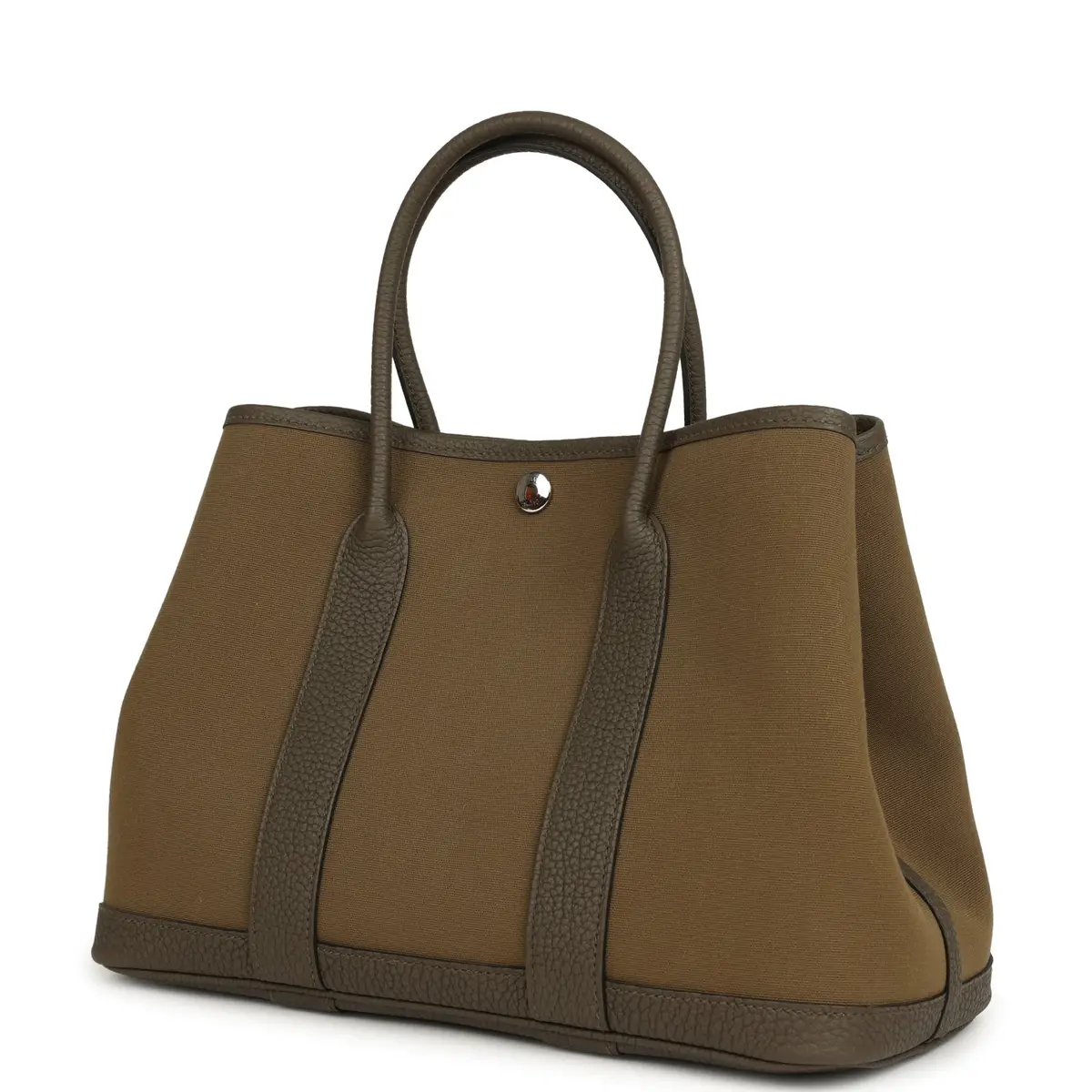 HERMÈS Hermes Garden Party 30 Vert Olive Toile Officier Canvas, Vert Loden Negonda Palladium Hardware | Thumbnail 5