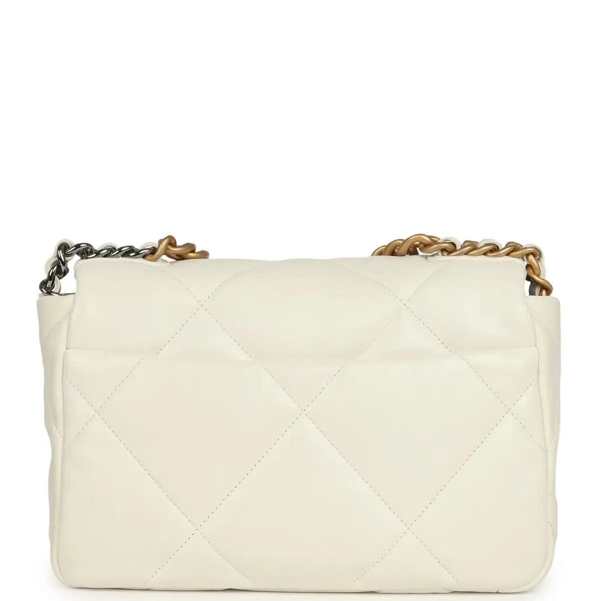Chanel Pre-owned Chanel Medium 19 Flap Bag White Lambskin Mixed Metal Hardware | Thumbnail 4 Chanel Pre-owned Chanel Medium 19 Flap Bag White Lambskin Mixed Metal Hardware | Thumbnail 4