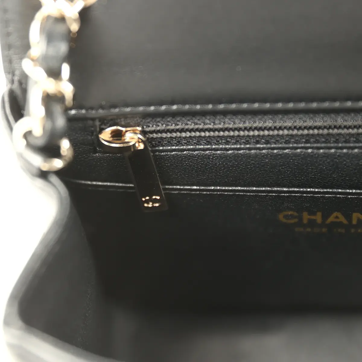 Chanel Pre-owned Chanel Mini Chevron Square Flap Bag Black Lambskin Light Gold Hardware | Thumbnail 10 Chanel Pre-owned Chanel Mini Chevron Square Flap Bag Black Lambskin Light Gold Hardware | Thumbnail 10