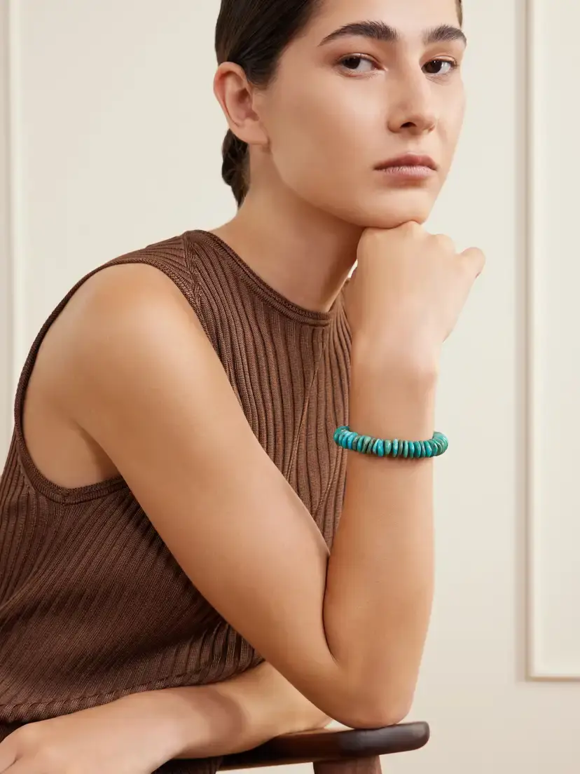 JIA JIA Jumbo Heishi 14-karat Gold And Turquoise Beaded Bracelet | Thumbnail 4