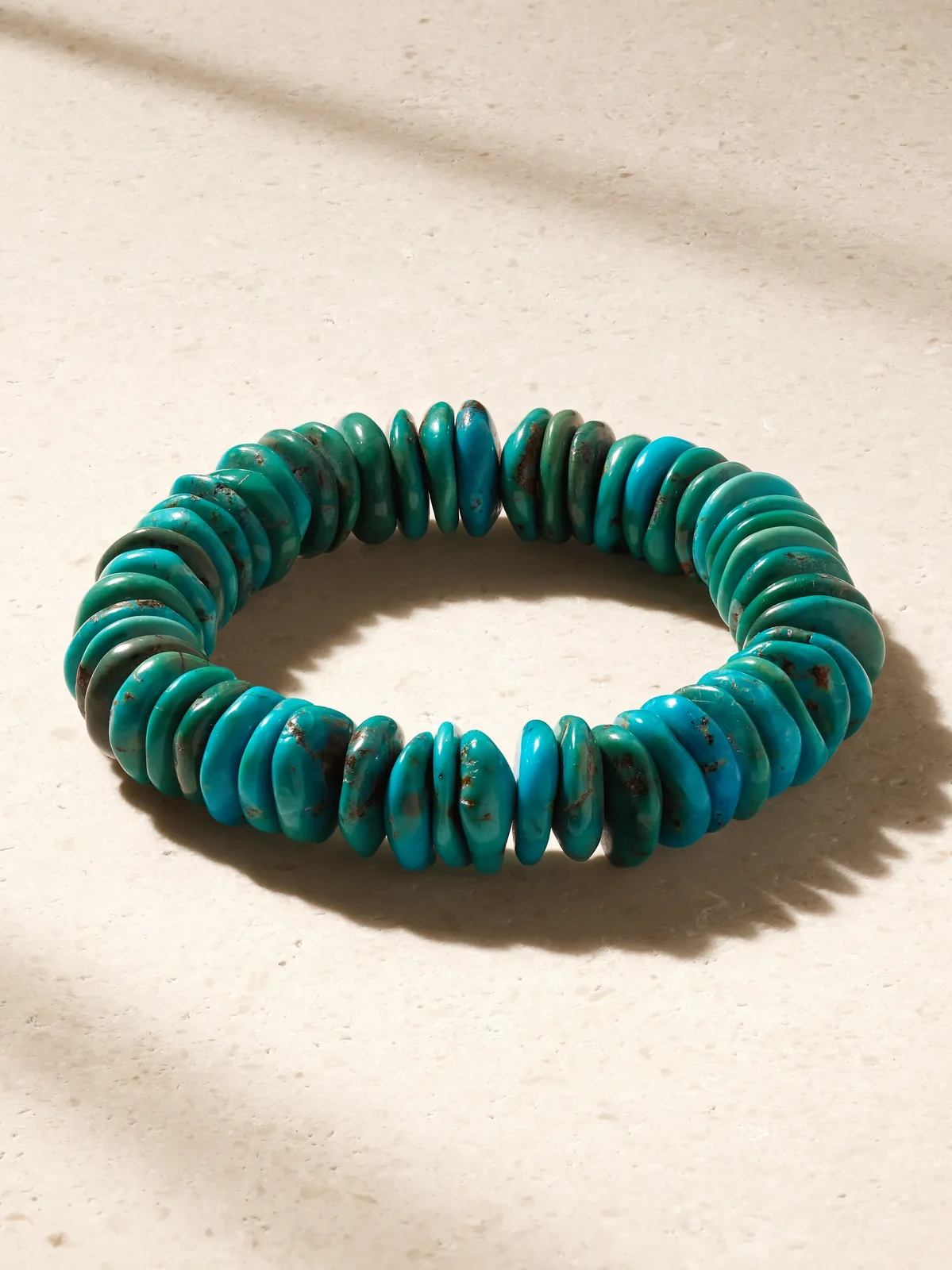 Jumbo Heishi 14-karat Gold And Turquoise Beaded Bracelet