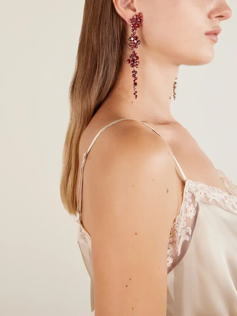 Simone Rocha Floral Drip Crystal-embellished Silver-tone Earrings | Thumbnail 2 Simone Rocha Floral Drip Crystal-embellished Silver-tone Earrings | Thumbnail 2