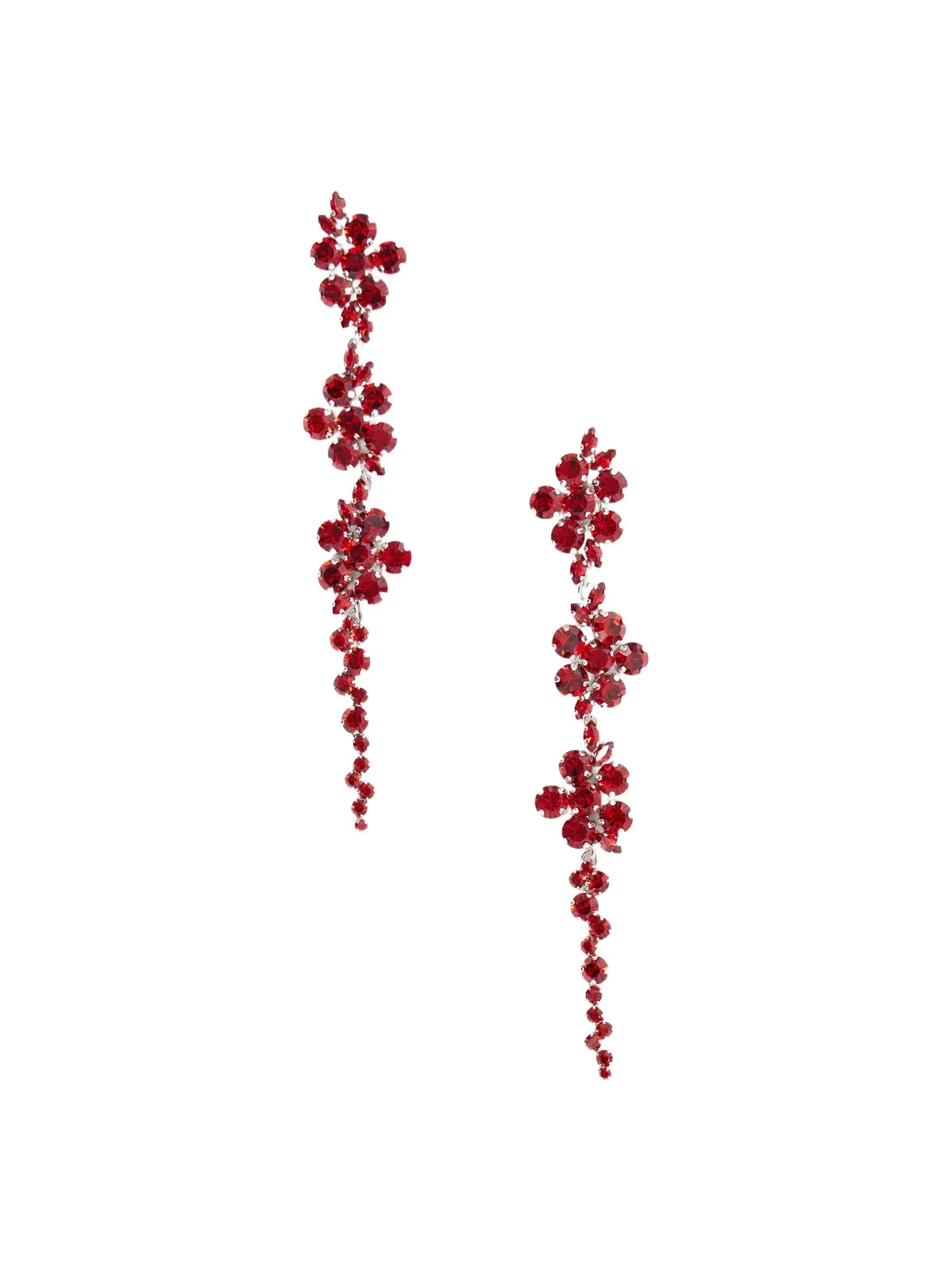 Floral Drip Crystal-embellished Silver-tone Earrings