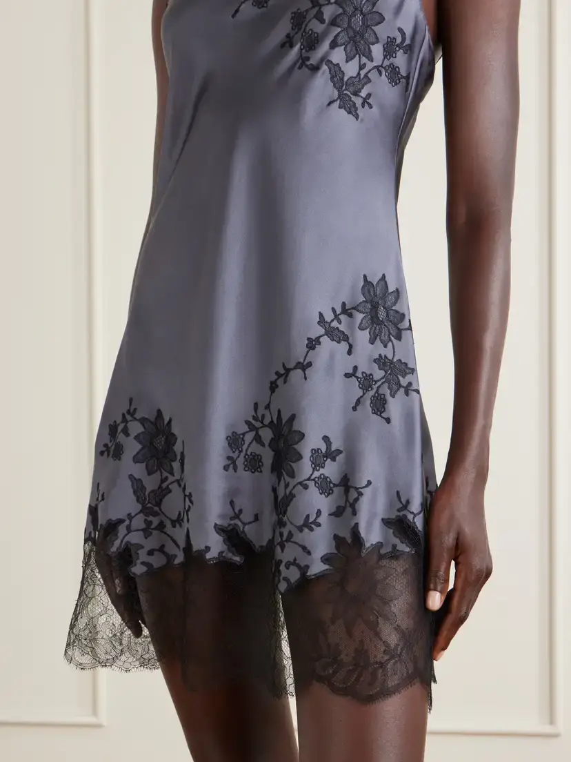 Carine Gilson Lace-embroidered Silk-satin Mini Dress | Thumbnail 4