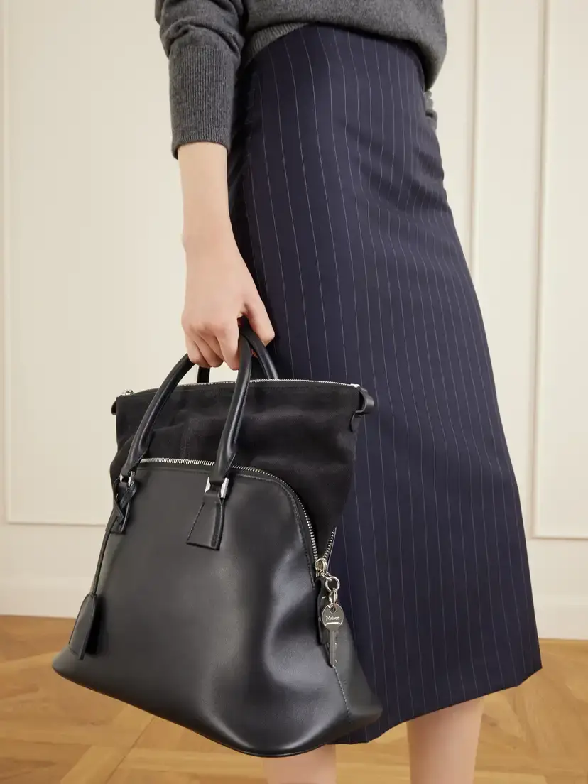 Maison Margiela Leather And Suede Tote - Gray | Thumbnail 2 Maison Margiela Leather And Suede Tote - Gray | Thumbnail 2