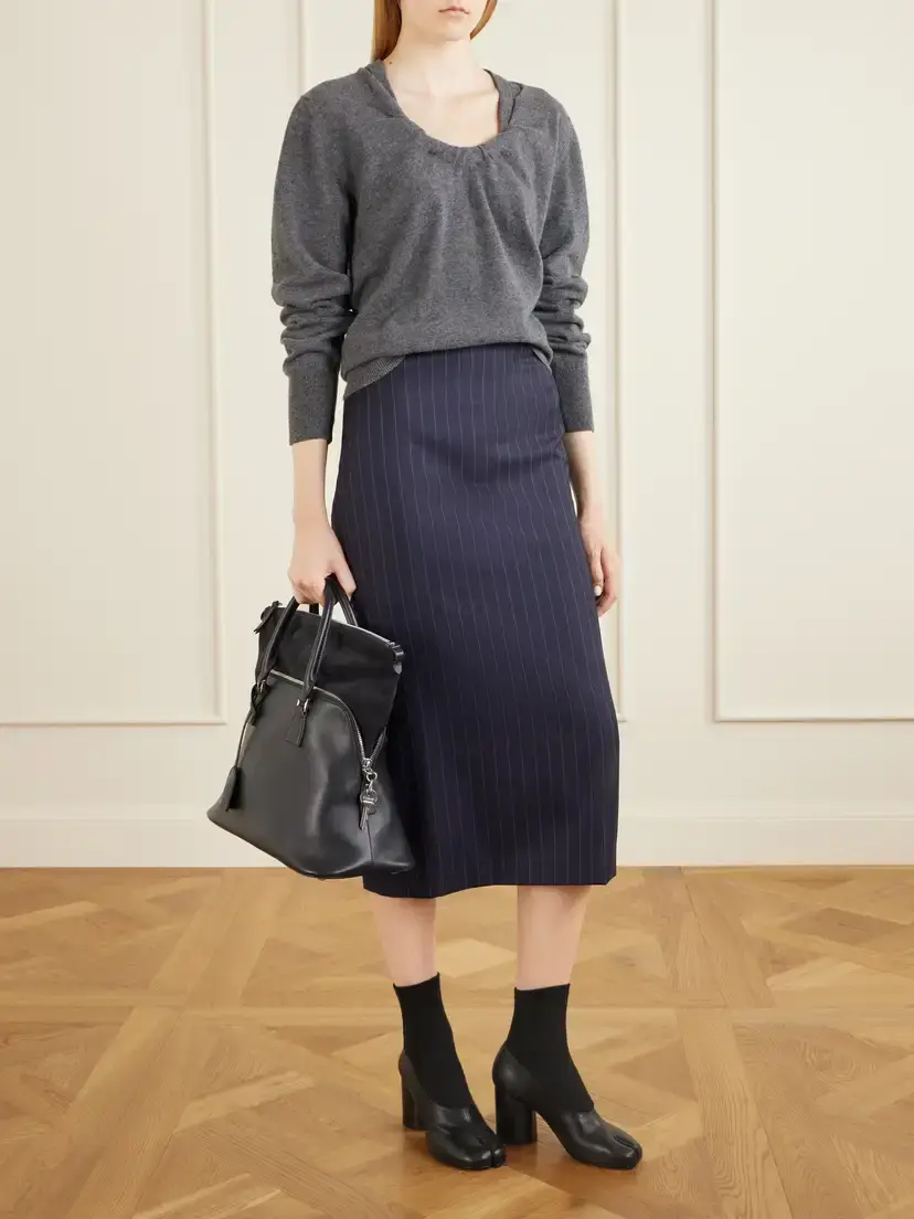 Maison Margiela Leather And Suede Tote - Gray | Thumbnail 3 Maison Margiela Leather And Suede Tote - Gray | Thumbnail 3