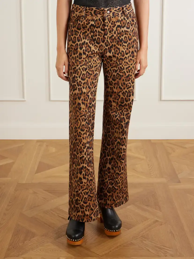 ANNA SUI Animal-print Cotton-blend Wide-leg Pants | Thumbnail 3 ANNA SUI Animal-print Cotton-blend Wide-leg Pants | Thumbnail 3