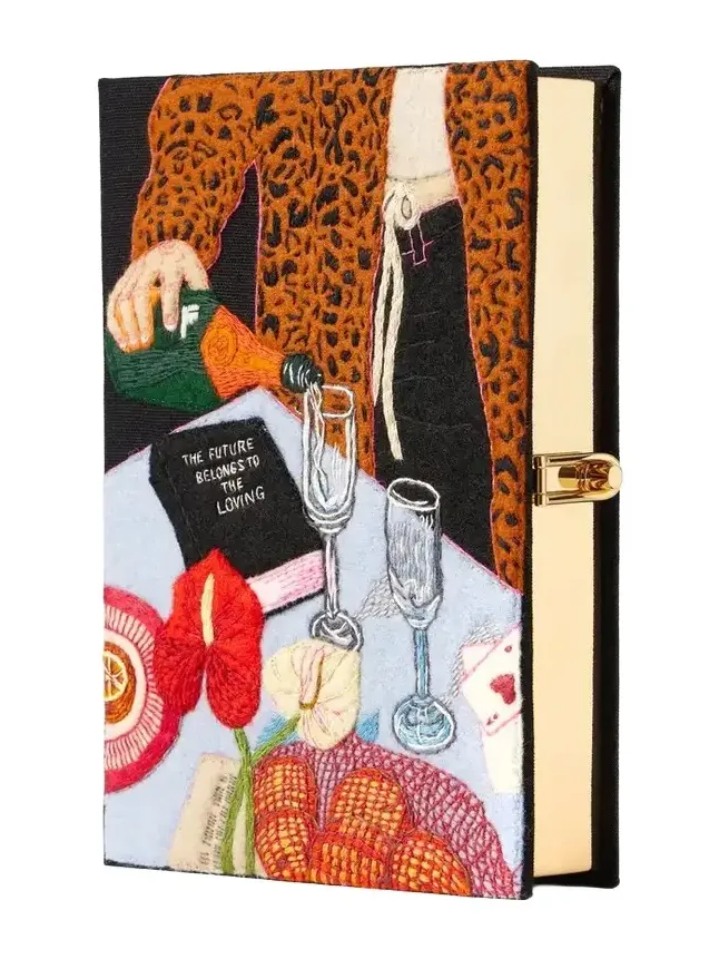 The Loving Embroidered Canvas Clutch