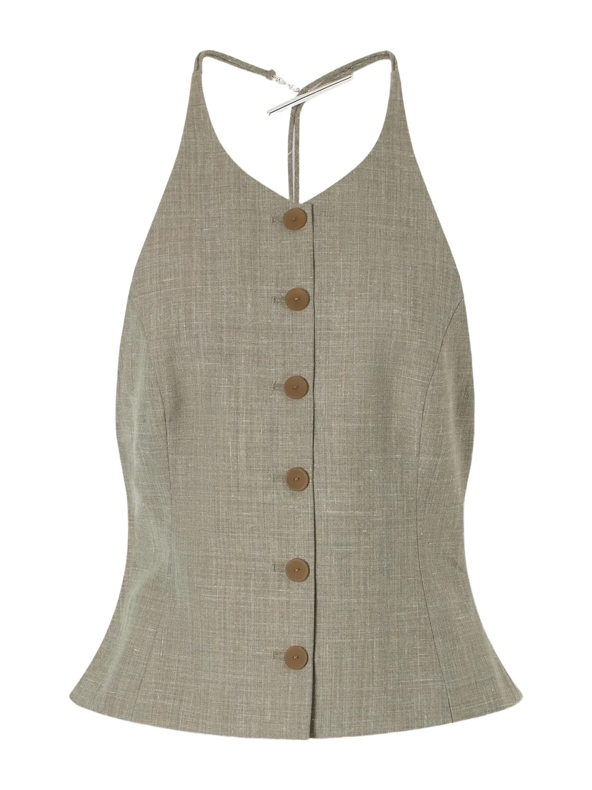 Christopher Esber Banyan Crystal-embellished Wool And Linen-blend Vest - Gray