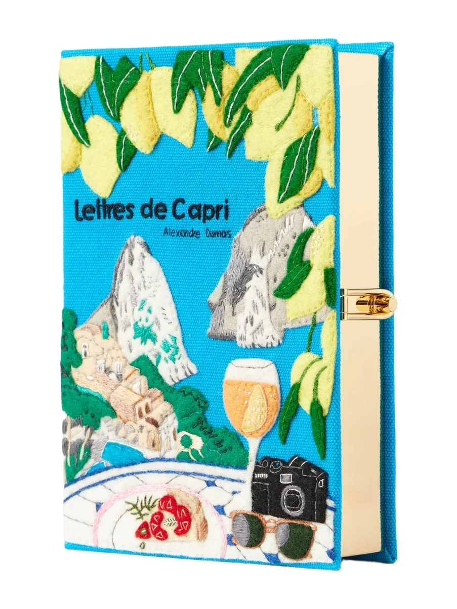Lettres De Capri Embroidered Canvas Clutch Lettres De Capri Embroidered Canvas Clutch