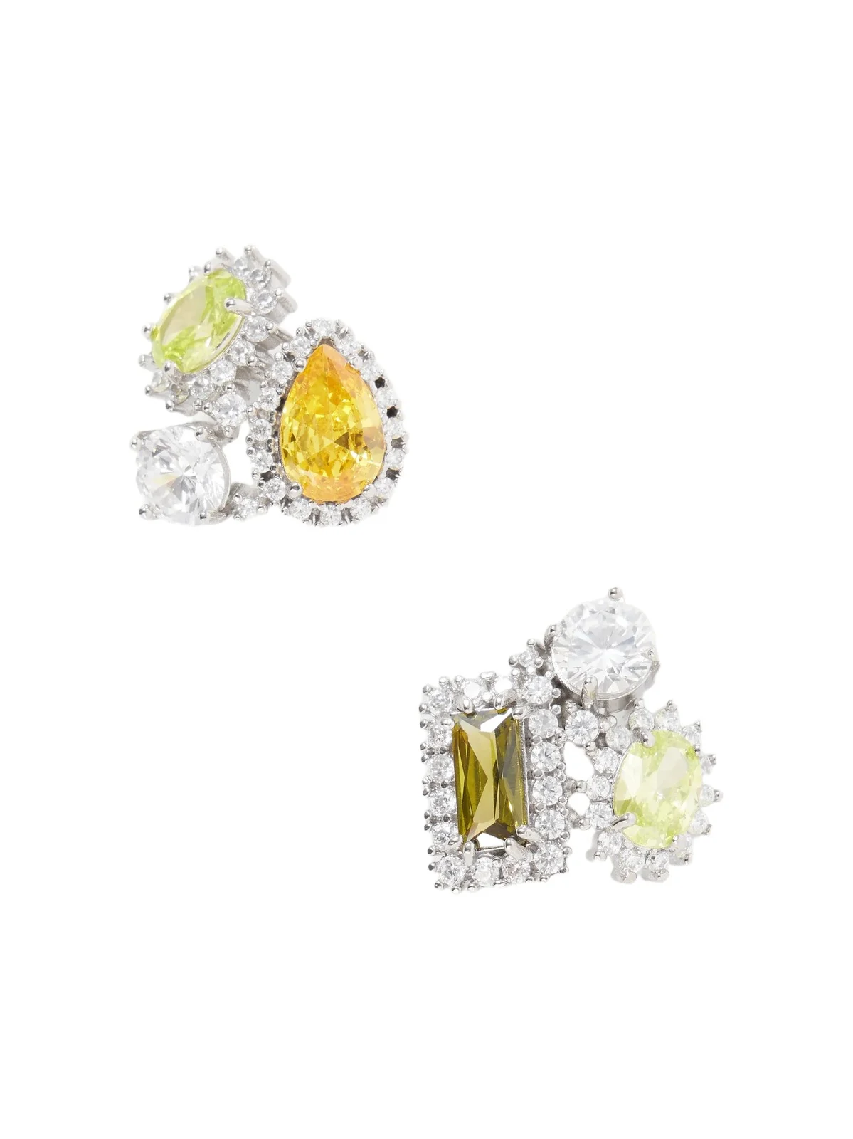Cluster Embellished Silver-tone Earrings Cluster Embellished Silver-tone Earrings