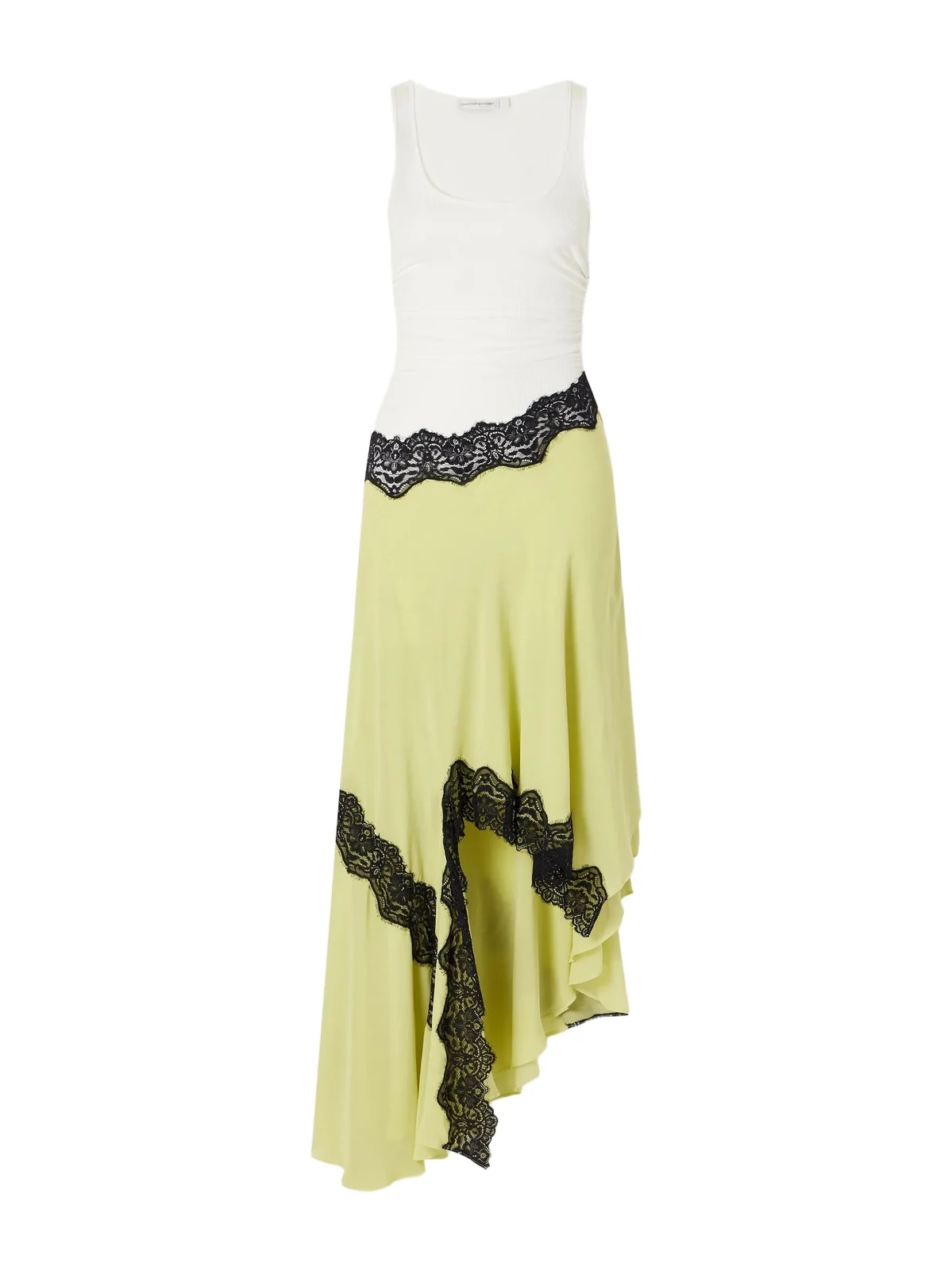 Cutaway Asymmetric Lace-trimmed Ruched Stretch-jersey And Crepe Dress - Multi Cutaway Asymmetric Lace-trimmed Ruched Stretch-jersey And Crepe Dress - Multi