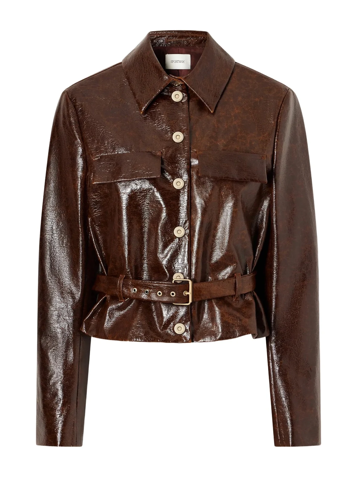 Sportmax Canditi Cropped Belted Coated-cotton Jacket
