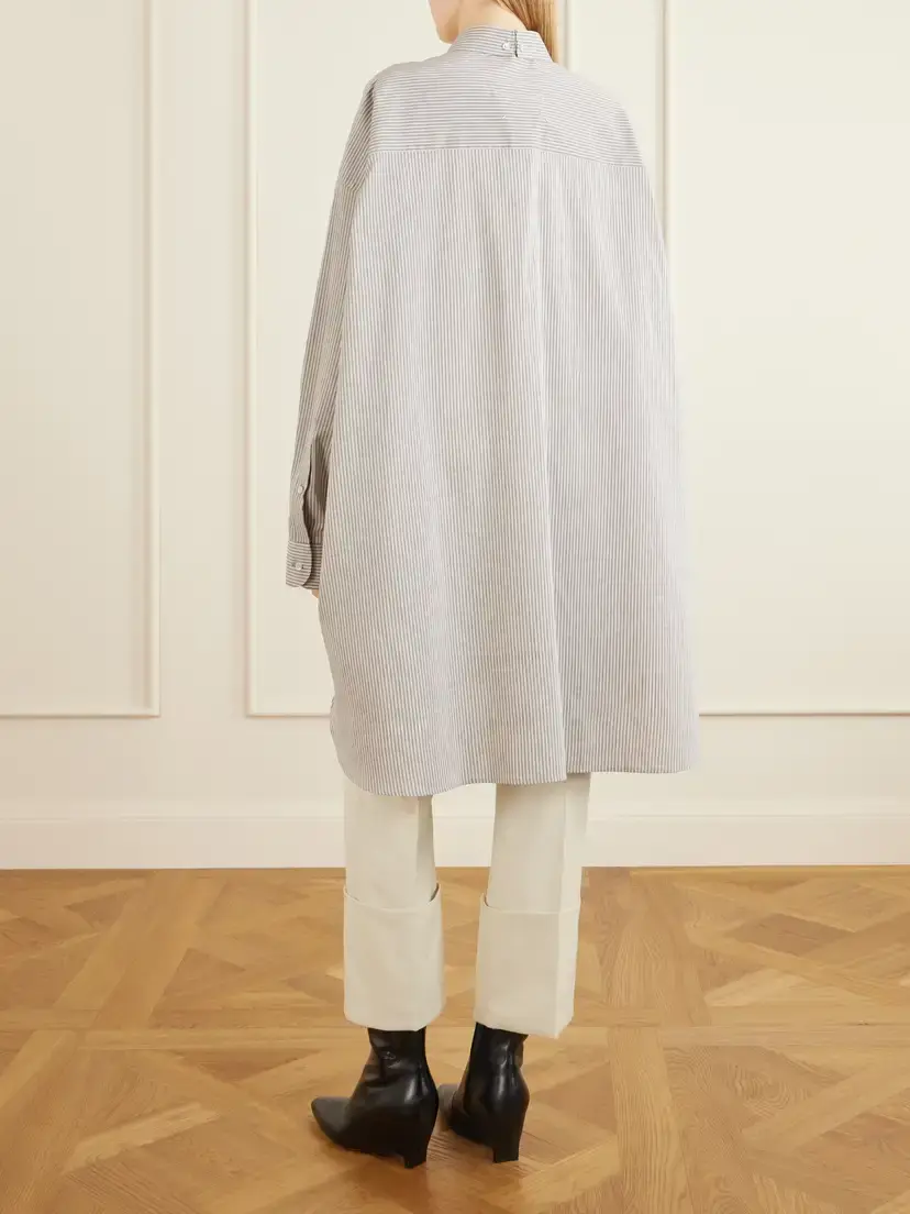Maison Margiela Oversized Striped Cotton And Silk-blend Shirt - Gray | Thumbnail 3 Maison Margiela Oversized Striped Cotton And Silk-blend Shirt - Gray | Thumbnail 3