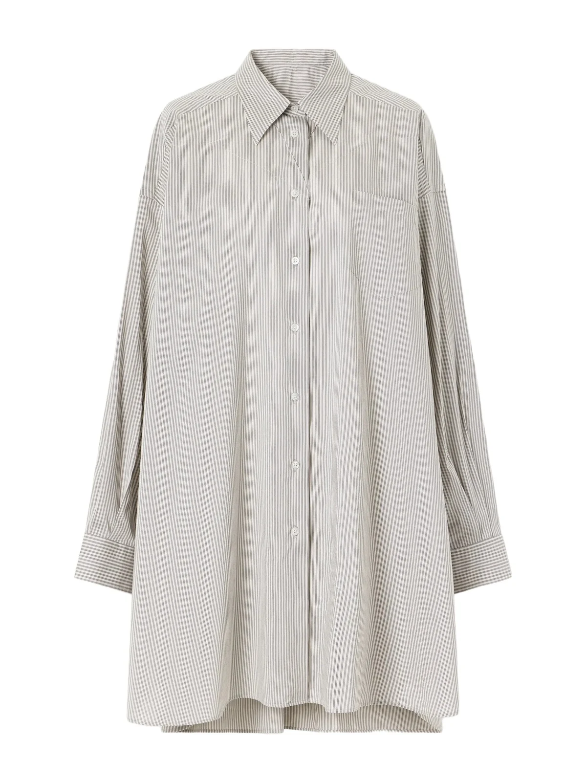 Oversized Striped Cotton And Silk-blend Shirt - Gray