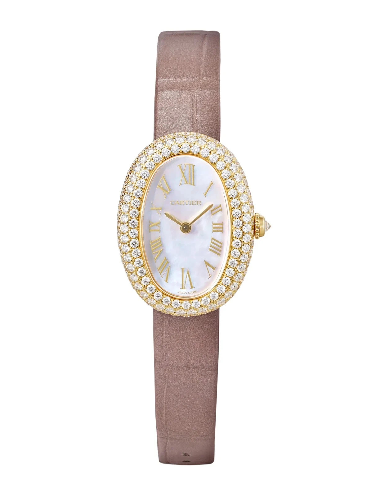 Baignoire 31.4mm Small 18-karat Gold, Alligator And Diamond Watch Baignoire 31.4mm Small 18-karat Gold, Alligator And Diamond Watch