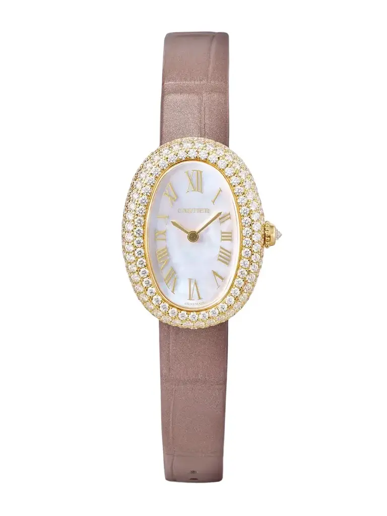Cartier Baignoire 31.4mm Small 18-karat Gold, Alligator And Diamond Watch | Image 1 Cartier Baignoire 31.4mm Small 18-karat Gold, Alligator And Diamond Watch | Image 1