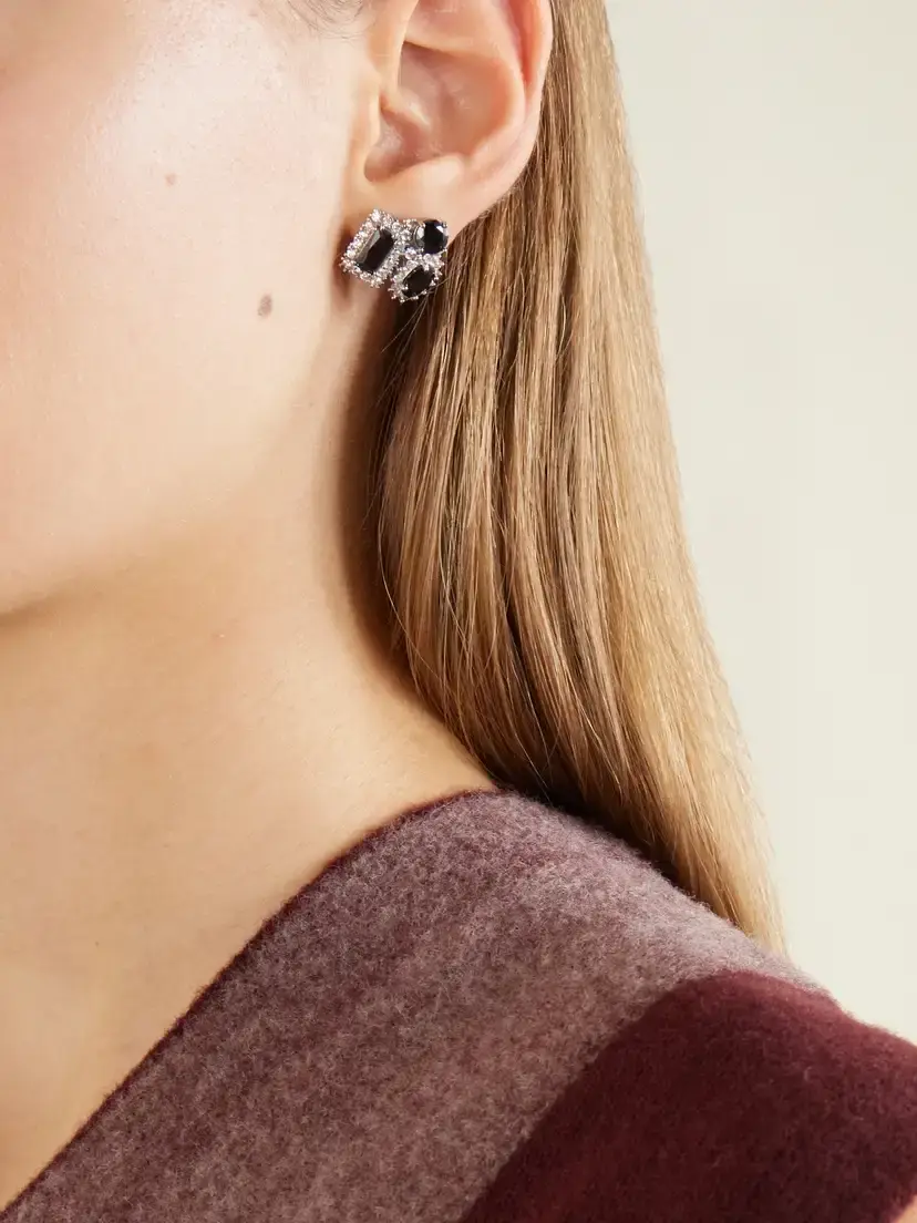 Maison Margiela Cluster Embellished Silver-tone Earrings | Thumbnail 2 Maison Margiela Cluster Embellished Silver-tone Earrings | Thumbnail 2