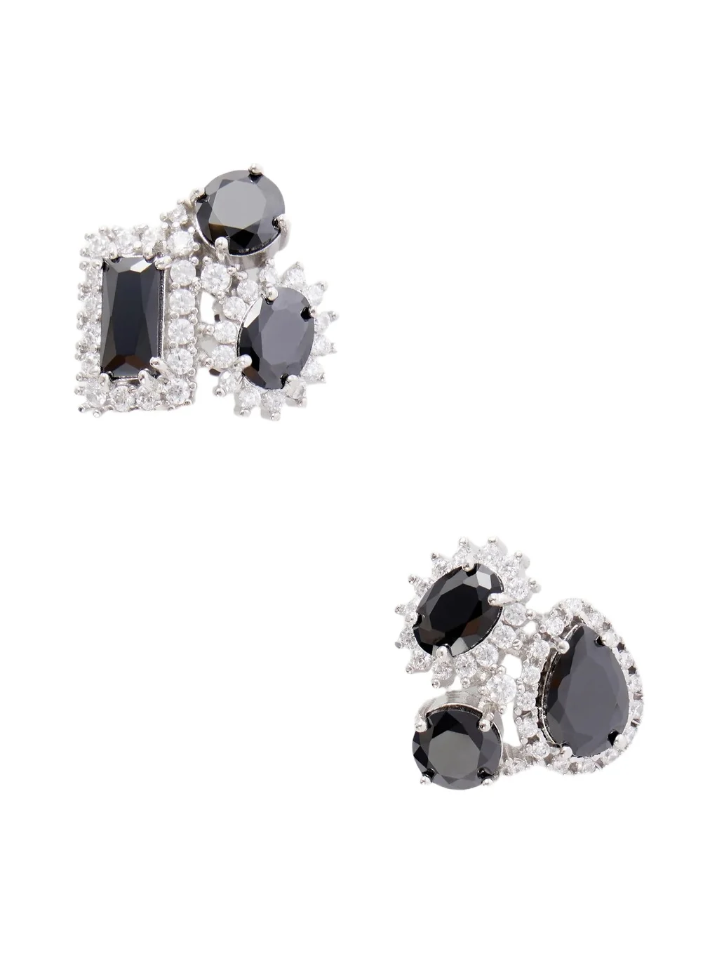 Cluster Embellished Silver-tone Earrings Cluster Embellished Silver-tone Earrings