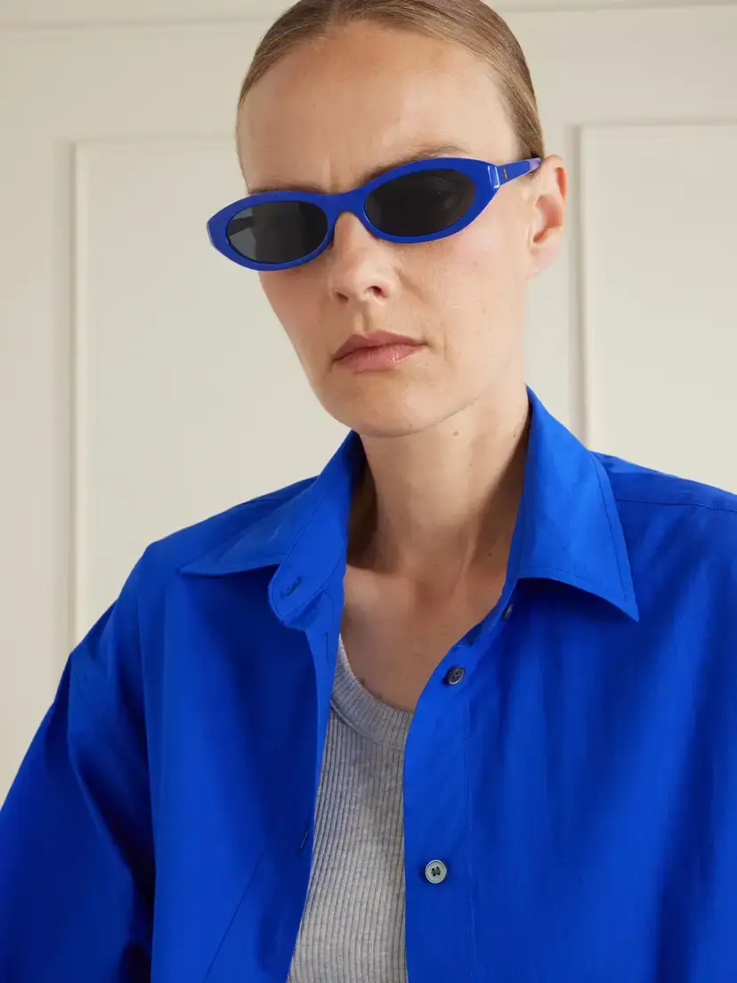 CELINE Eyewear Triomphe Mini Oval-frame Acetate Sunglasses | Thumbnail 2